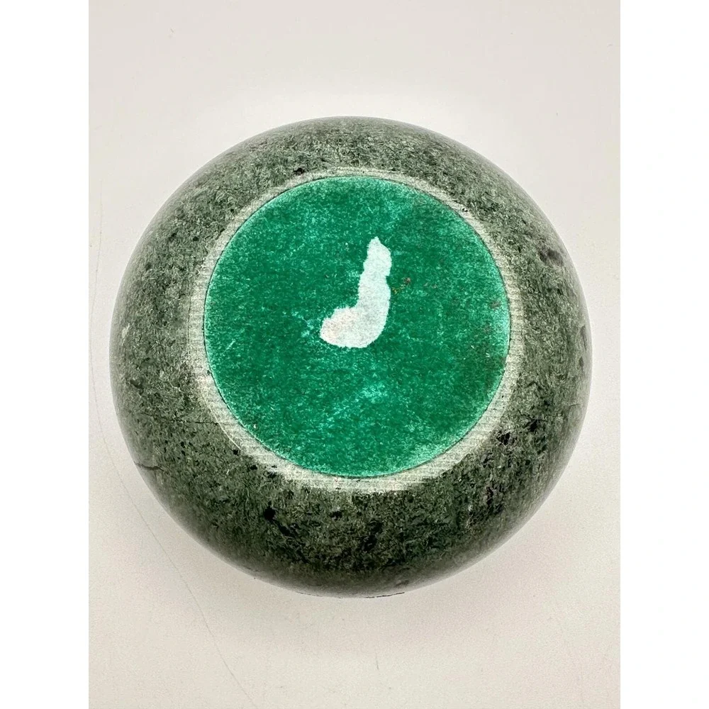 Vintage Green Marble Orb Candle Holder Polished Stone Round Votive Pillar Base